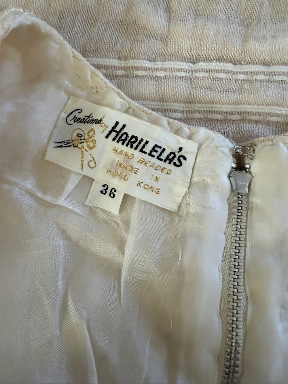Vintage Ivory Beaded Sleeveless Top with Fringe - Picture 7 of 7